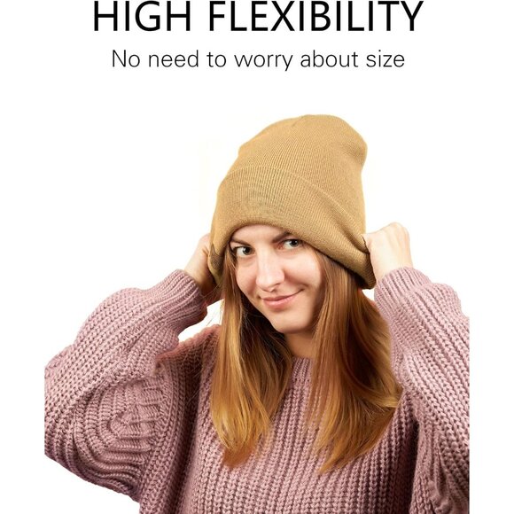 Men and Women Red-brown Acrylic Stretchy Daily Knit Warm Winter Beanie Hats - Picture 6 of 7